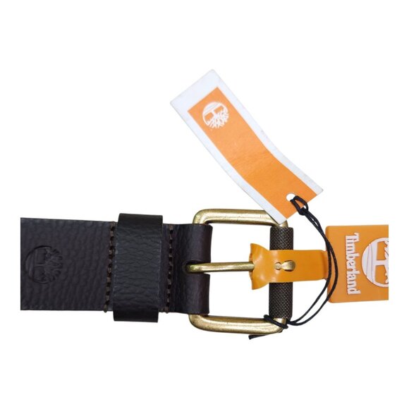 Timberland Mens Full Grain Leather Belt M 34/36 Brown Brass Buckle 1 1/2" Wide - Picture 10 of 16